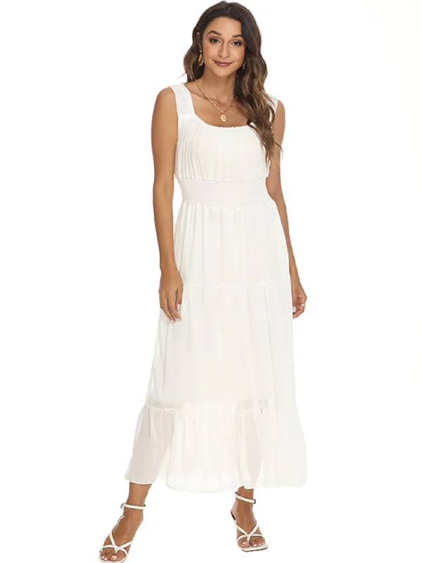 KittenAlarm - Smocked Waist Maxi Dress Classic Black Maxi Dress