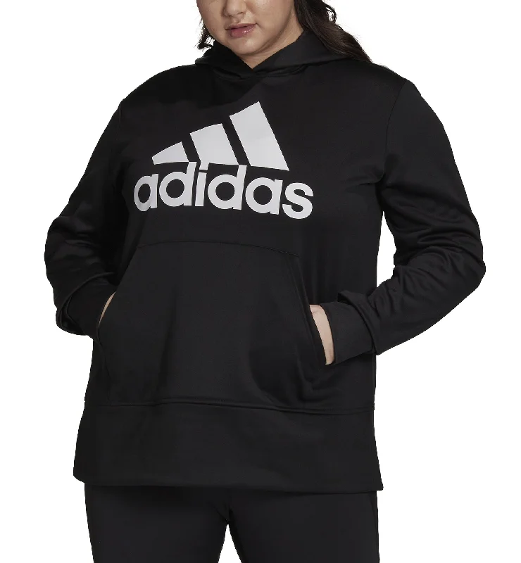 Adidas Plus Size Aeroready Big Logo Long Sleeve Hoodie Hoodie with Emblem Brand Identity Adidas Plus Size Aeroready Big Logo Long Sleeve Hoodie Hoodie with Emblem Brand Identity
