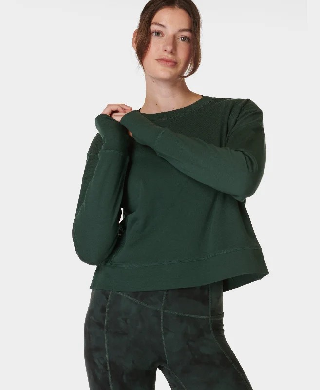 After Class Crop Sweatshirt Sb5622c Trek-Green Hoodie with Drop Shoulder Relaxed Streetwear After Class Crop Sweatshirt Sb5622c Trek-Green Hoodie with Drop Shoulder Relaxed Streetwear