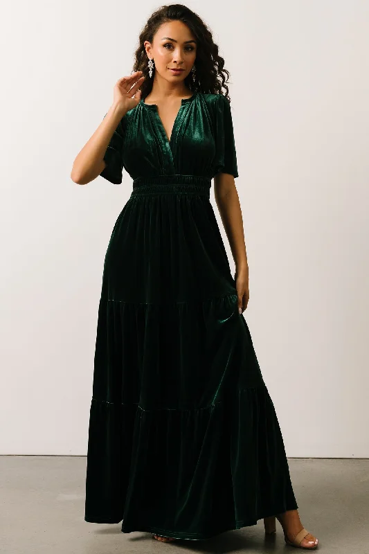 Artemis Velvet Maxi Dress | Emerald Stylish Boho Chic Maxi Dress