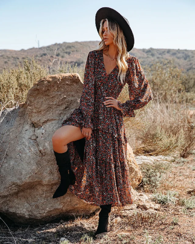 KittenAlarm - Artistry Pocketed Floral Ruffle Tiered Maxi Dress Elegant Pleated Maxi Dress KittenAlarm - Artistry Pocketed Floral Ruffle Tiered Maxi Dress Elegant Pleated Maxi Dress
