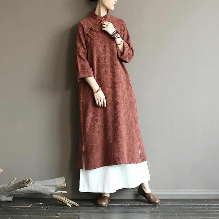 Autumn Loose Literary Vintage Linen Maxi Dress Chic Summer Maxi Dress