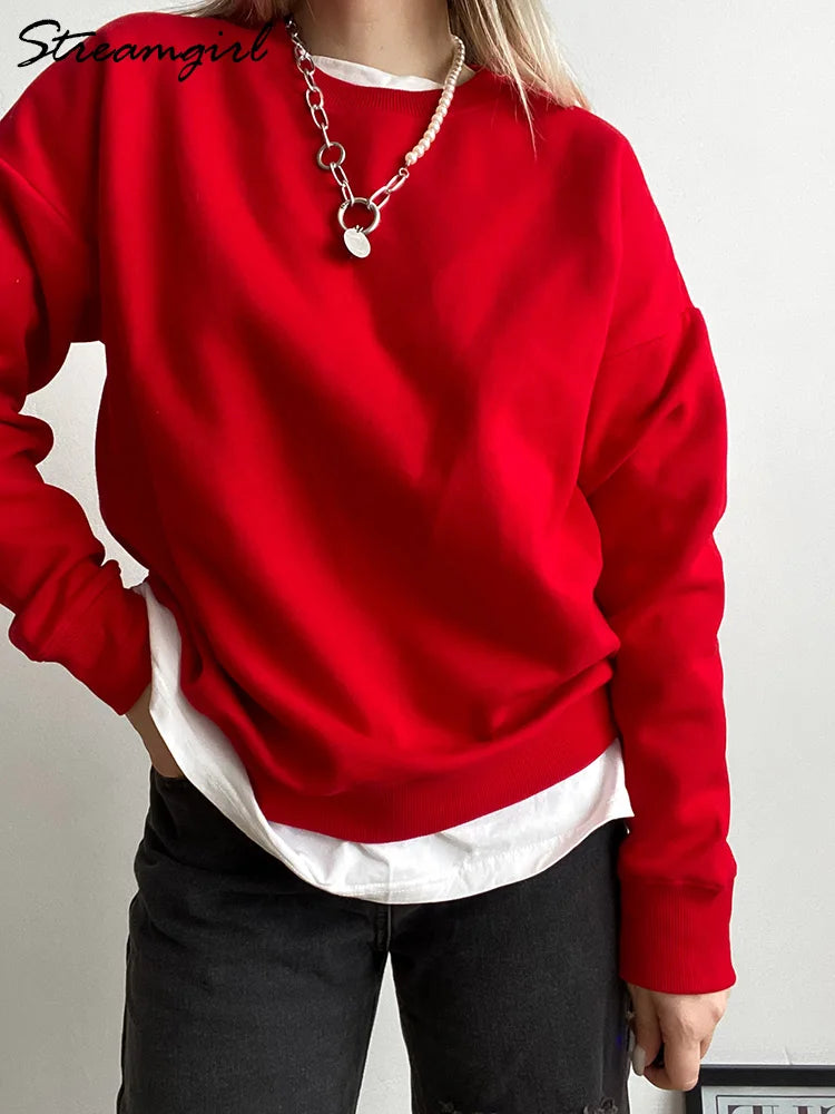 Women's Autumn Oversized Pullover Sweatshirt Hoodie with Batwing Sleeves Loose Dramatic Women's Autumn Oversized Pullover Sweatshirt Hoodie with Batwing Sleeves Loose Dramatic