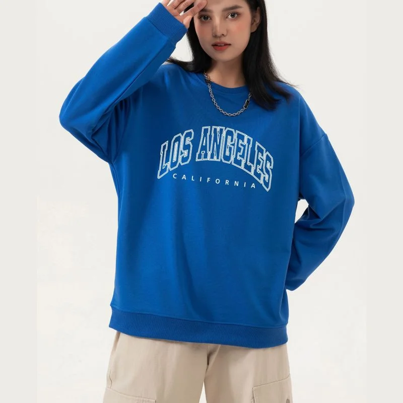 Autumn Plus Size Women Round Neck Loose Long Sleeve Los Angeles Letter Print Round Neck Long Sleeve Pullover Sweatshirt Hoodie with Embroidery Detailed Premium Autumn Plus Size Women Round Neck Loose Long Sleeve Los Angeles Letter Print Round Neck Long Sleeve Pullover Sweatshirt Hoodie with Embroidery Detailed Premium