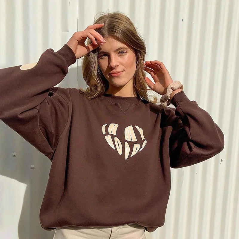 Autumn Winter Women Heart Letter Print Pullover Casual Sweatshirt Hoodie with Frayed Bohemian Relaxed Autumn Winter Women Heart Letter Print Pullover Casual Sweatshirt Hoodie with Frayed Bohemian Relaxed