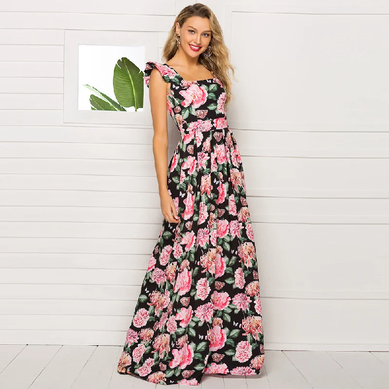 Beach In Bali Smocked Tiered Maxi Dress Chic Off-Shoulder Maxi Dress