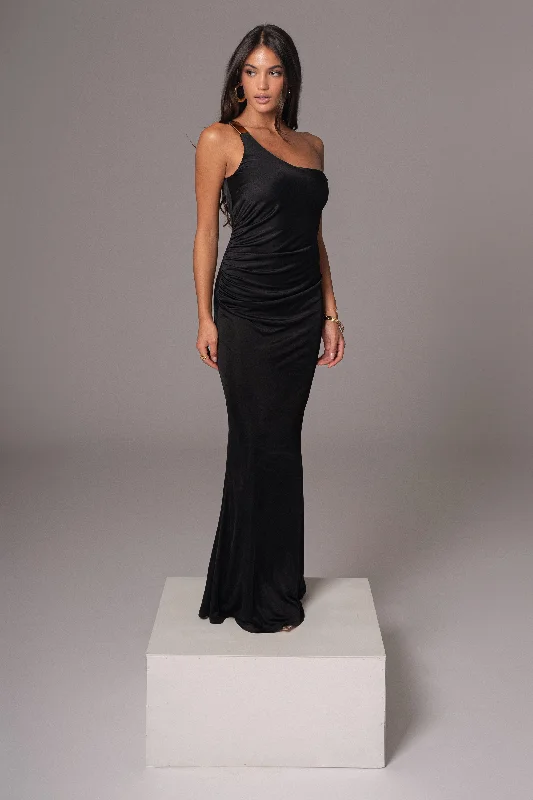Black Birthday Maxi Dress Stylish Off-Shoulder Maxi Dress