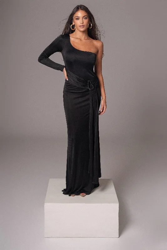 Black Muoi Maxi Dress Casual Maxi Dress with Pockets