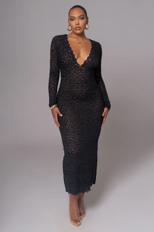Black Reunited Maxi Dress Fashionable Asymmetrical Maxi Dress