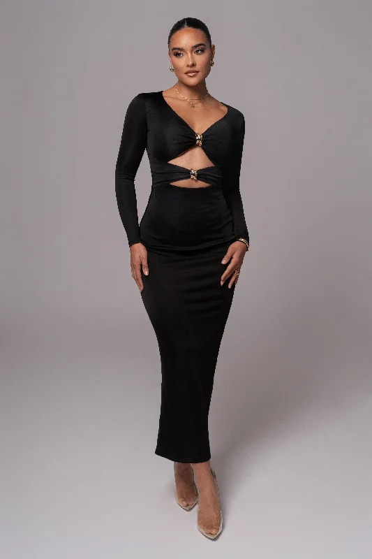 Black Soiree Cutout Maxi Dress Chic Summer Floral Maxi Dress