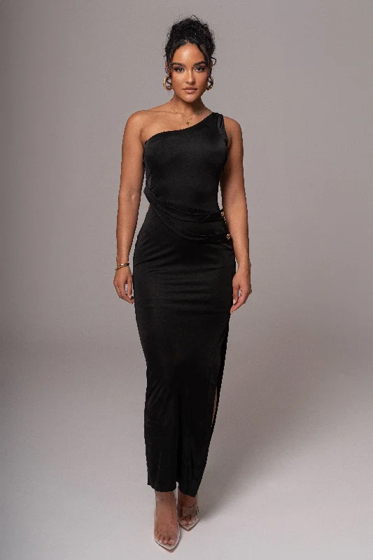 Black Surrey Maxi Dress Comfortable Maxi Dress with Slits