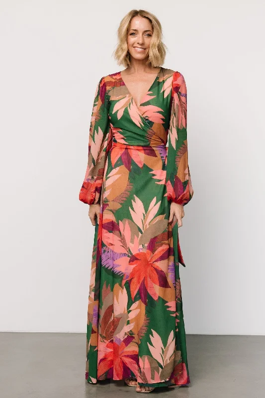 Camilla Wrap Maxi Dress | Green Multi Classic Strapless Maxi Dress