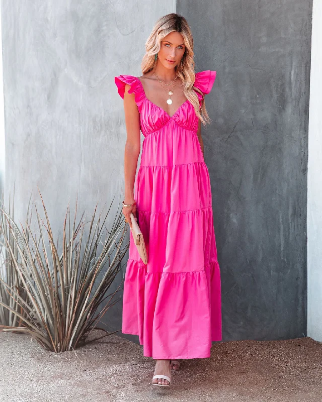KittenAlarm - Caprice Tiered Ruffle Maxi Dress Trendy Maxi Dress with Lace