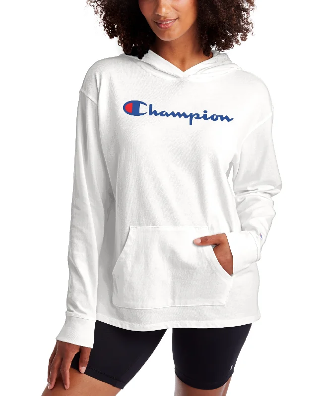 Champion Womens Cotton Logo Hoodie Hoodie with Turtle Neck Cozy Winter