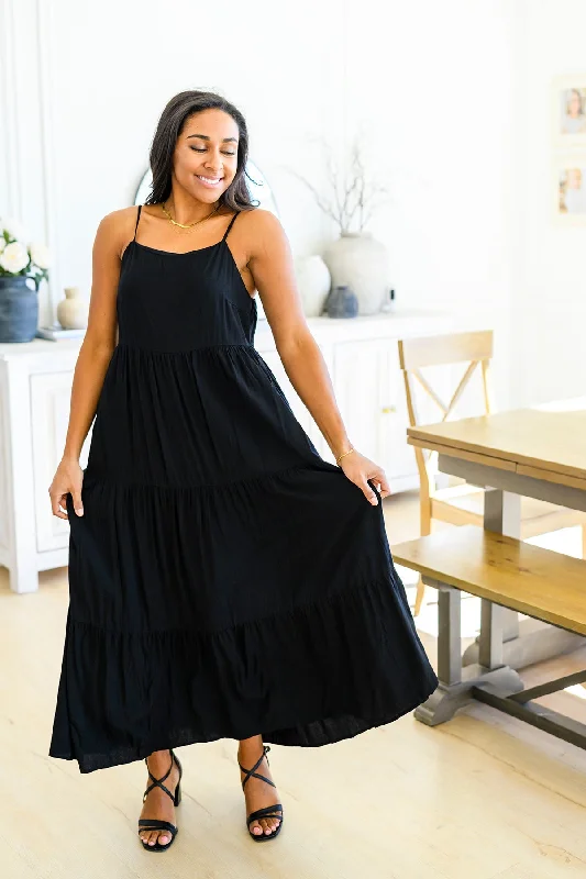 Classically Cool Tiered Maxi Dress Classic Black Maxi Dress