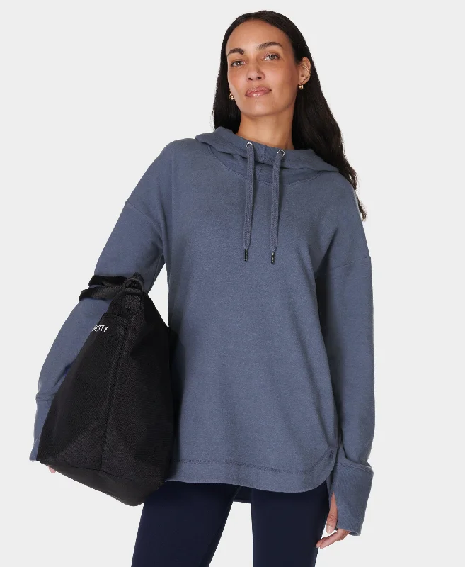 Escape Luxe Fleece Hoody Sb6426 Endless-Blue Hoodie with Contrast Stitching Detailed Premium Escape Luxe Fleece Hoody Sb6426 Endless-Blue Hoodie with Contrast Stitching Detailed Premium