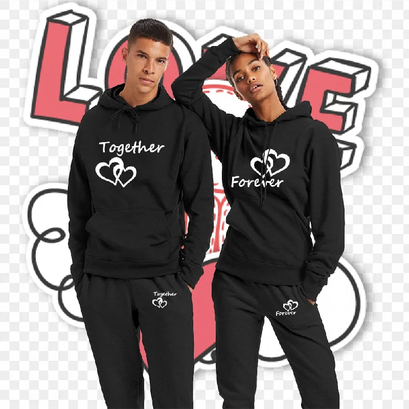 Fashion Men and Women Unisex Couple Sportwear Set Lover Forever Together Printed Hooded Suits Set Hoodie and Pants Streetwear Hoodie with Tied Waist Feminine Flattering Fashion Men and Women Unisex Couple Sportwear Set Lover Forever Together Printed Hooded Suits Set Hoodie and Pants Streetwear Hoodie with Tied Waist Feminine Flattering