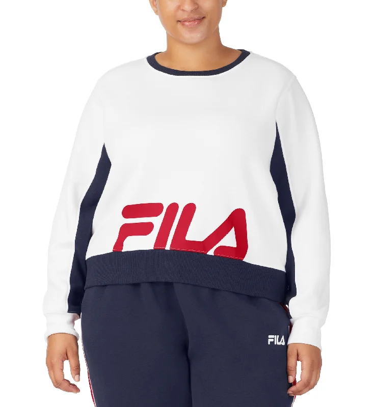 Fila Plus Size Calm Graphic Colorblocked Sweatshirt Hoodie with Ribbed Hem Stretchable Secure Fila Plus Size Calm Graphic Colorblocked Sweatshirt Hoodie with Ribbed Hem Stretchable Secure