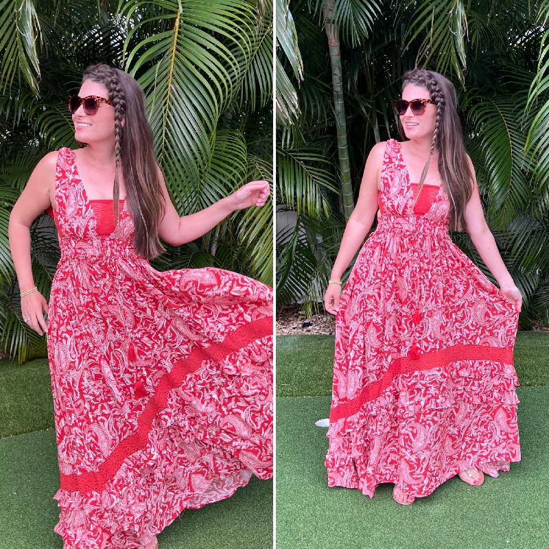 Floral Maxi Dress in Rust - 10/7 Chic Button-Up Maxi Dress