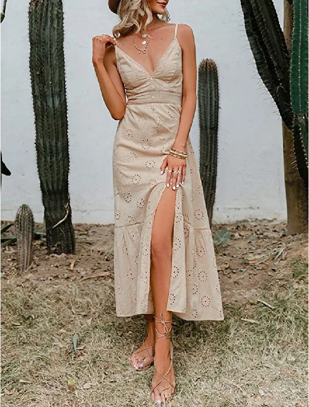 Hawkins Cotton Blend Crochet Lace Maxi Dress Comfortable Casual Maxi Dress