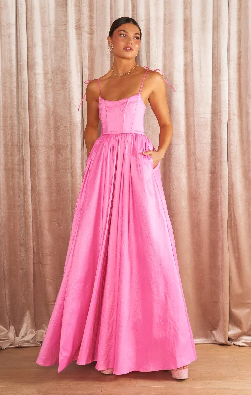 Juliet Maxi Dress ~ Pink Taffeta Cozy Ribbed Maxi Dress