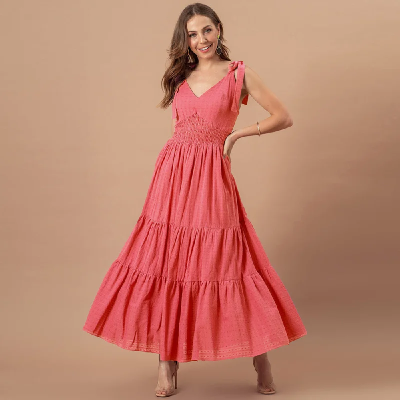 Kept Close Smocked Maxi Dress - Fuchsia - FINAL SALE Trendy Fit-and-Flare Maxi Dress