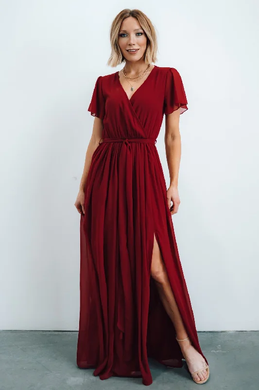 Kristina Maxi Dress | Burgundy Elegant Velvet Maxi Dress