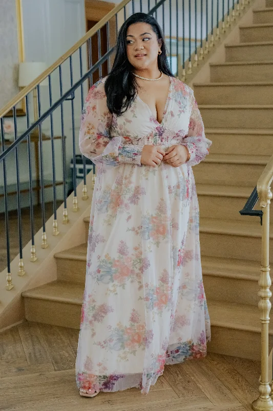 Layla Tulle Maxi Dress | Romantic Floral Fashionable Chiffon Maxi Dress