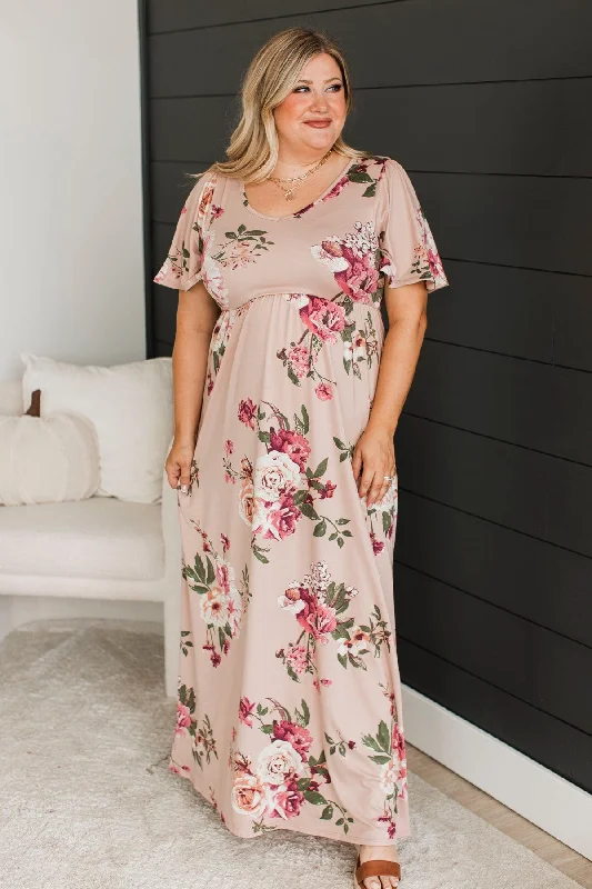 Major Moment Floral Maxi Dress- Dusty Pink Elegant Tiered Maxi Dress
