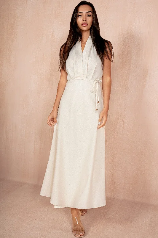 Mina Stone Linen Maxi Dress Comfortable Flowy Maxi Dress