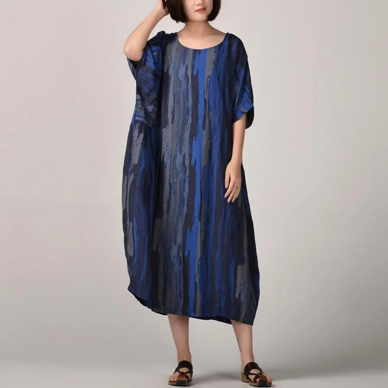 New blue silk linen maxi dress trendy plus size striped prints linen maxi dress Fine batwing sleeve caftans Stylish Longline Maxi Dress New blue silk linen maxi dress trendy plus size striped prints linen maxi dress Fine batwing sleeve caftans Stylish Longline Maxi Dress