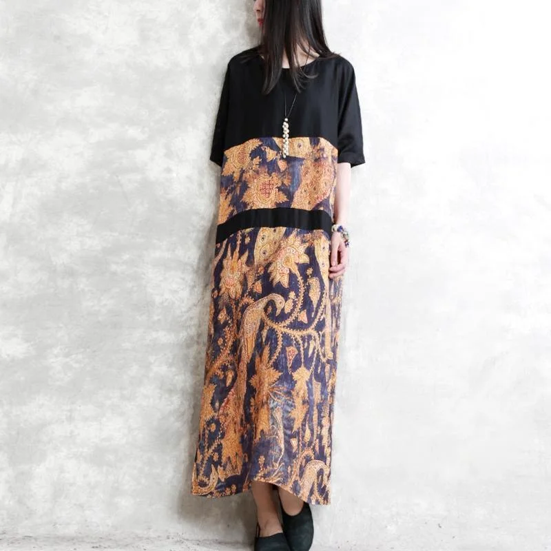 New prints long linen dress oversized patchwork caftans women short sleeve maxi dresses Elegant Maxi Dress with Lace New prints long linen dress oversized patchwork caftans women short sleeve maxi dresses Elegant Maxi Dress with Lace