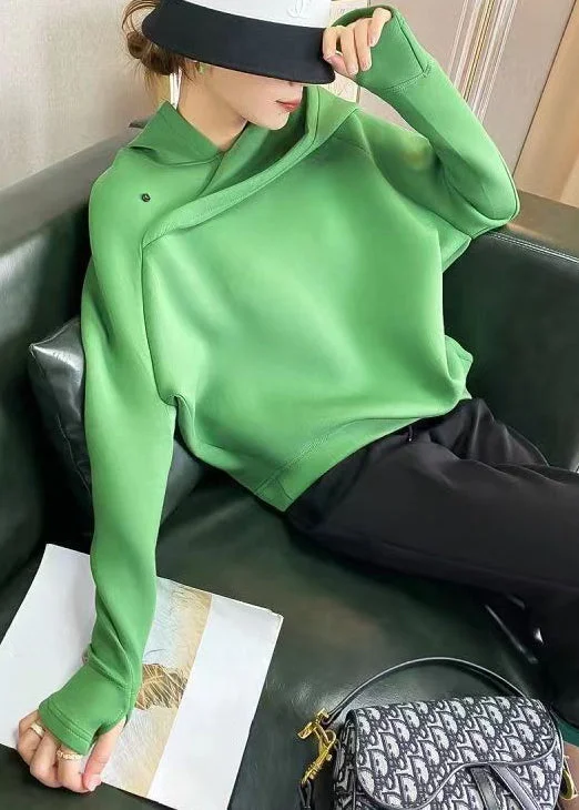 Plus Size Green Hooded Asymmetrical Design Patchwork Cotton Sweatshirts Fall Hoodie with High-Low Hem Asymmetrical Trendy Plus Size Green Hooded Asymmetrical Design Patchwork Cotton Sweatshirts Fall Hoodie with High-Low Hem Asymmetrical Trendy