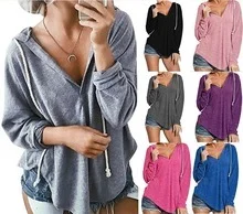Plus Size Women Casual V Neck Hoodie Long Sleeve Workout Top Hoodie with Set-In Sleeves Structured Classic Plus Size Women Casual V Neck Hoodie Long Sleeve Workout Top Hoodie with Set-In Sleeves Structured Classic
