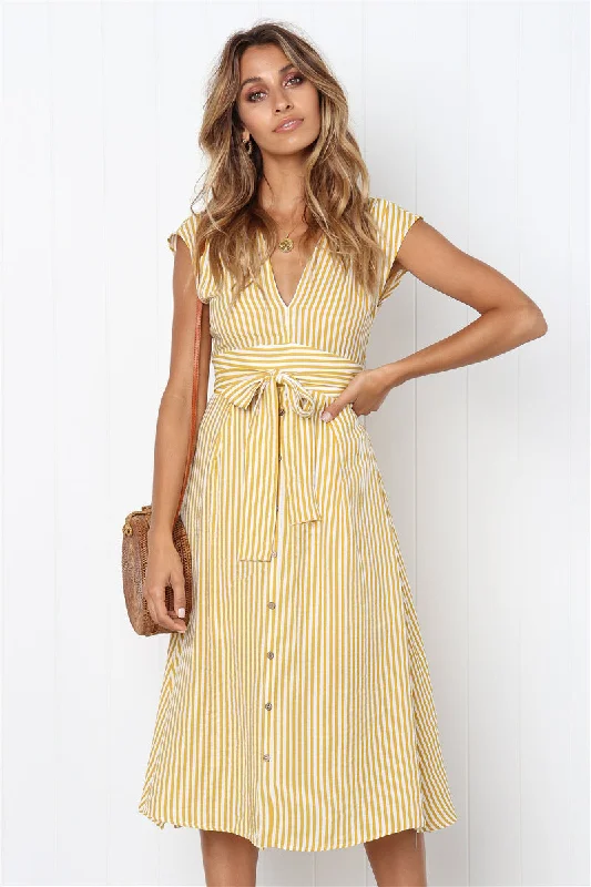 Radiant Striped Drawstring Maxi Dress Classic Strapless Maxi Dress