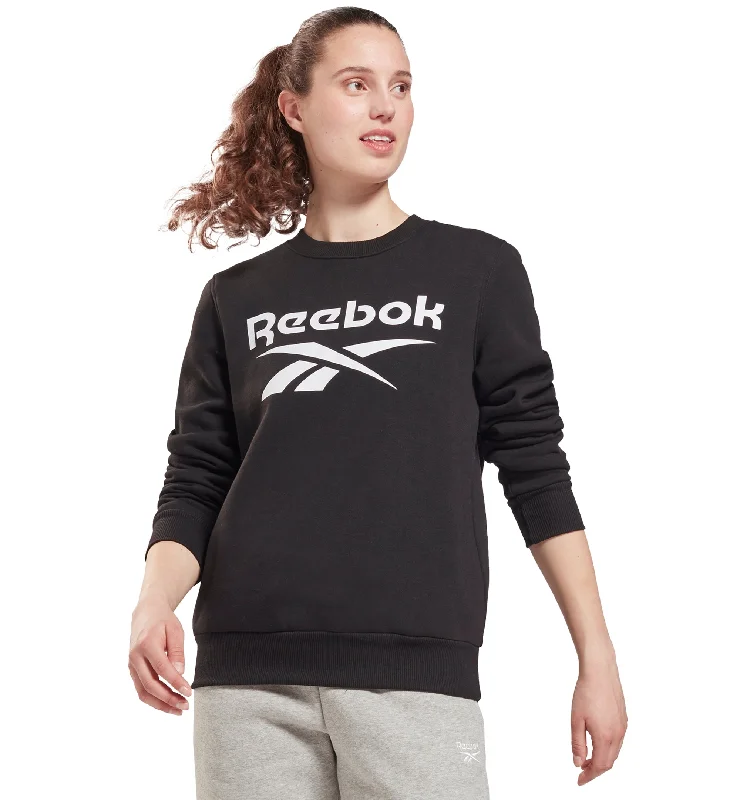 Reebok Womens Identity Logo Fleece Crew Sweatshirt Hoodie with High Neck Warm Protective Reebok Womens Identity Logo Fleece Crew Sweatshirt Hoodie with High Neck Warm Protective