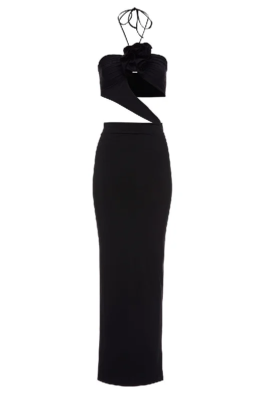 Asymmetrical Cutout Maxi Dress Trendy Satin Maxi Dress