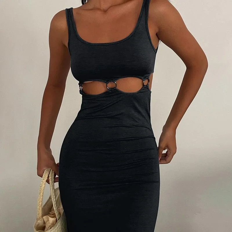 FashionSierra - Sexy Hollow Sleeveless Maxi Dress Stylish Longline Maxi Dress