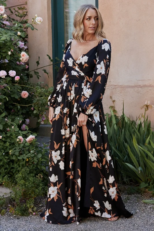 Tristan Maxi Dress | Black Floral Comfortable Bohemian Maxi Dress