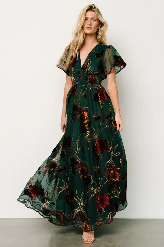 Valen Maxi Dress | Jade Multi Chic Off-Shoulder Maxi Dress