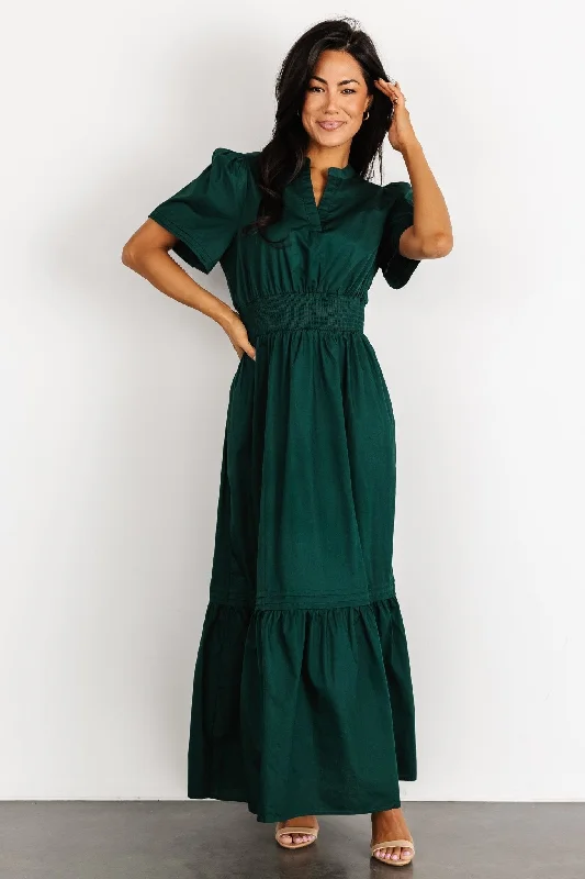 Vera Maxi Dress | Emerald Cozy Maxi Dress with Slit