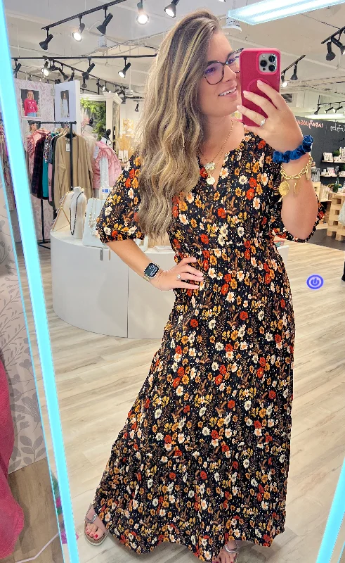 Vintage Floral Maxi Dress by Simply Southern Fashionable Button-Down Maxi Dress