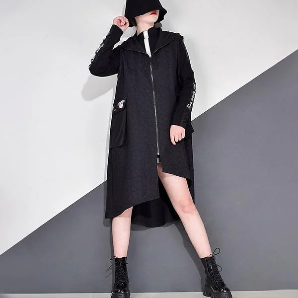 Winter Embroidery Trendy Fashion New Hooded Collar Long Sleeve Elegant Loose Pocket Hoodie with Metallic Shiny Futuristic Winter Embroidery Trendy Fashion New Hooded Collar Long Sleeve Elegant Loose Pocket Hoodie with Metallic Shiny Futuristic