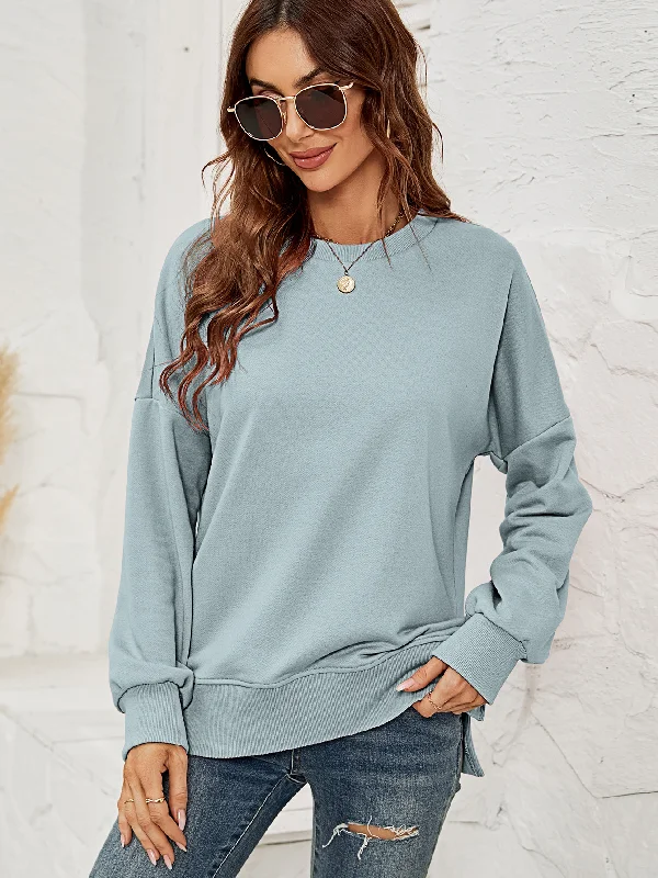 Women Autumn Winter Round Neck Long Sleeve Solid Basic Sweatshirt Hoodie with Hood Adjustable Protection Women Autumn Winter Round Neck Long Sleeve Solid Basic Sweatshirt Hoodie with Hood Adjustable Protection