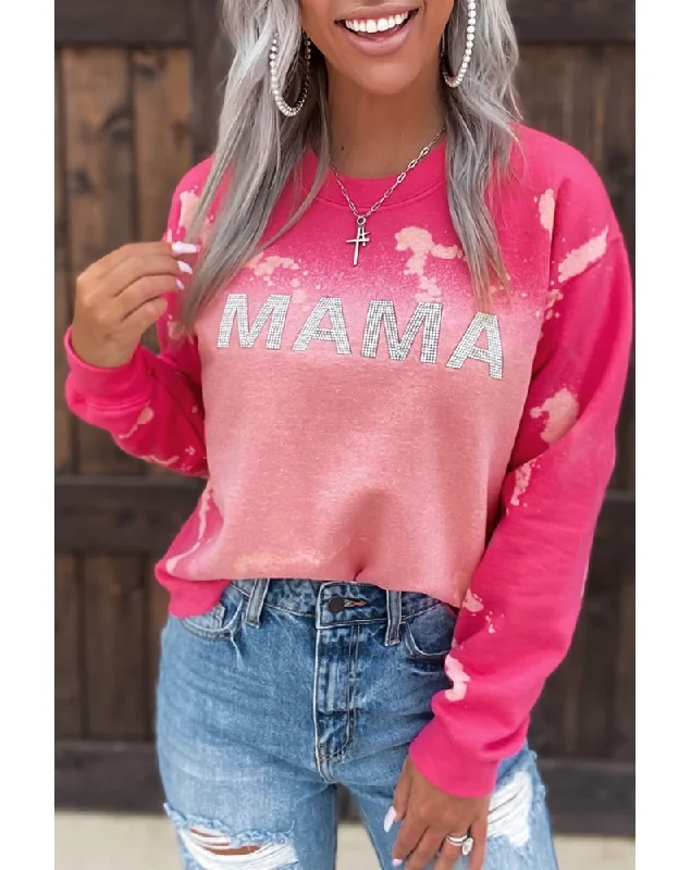 Women Autumn Winter Vintage Casual Gradient Pink Mama Letter Print Sweatshirt Hoodie with Double Zipper Versatile Adjustable Women Autumn Winter Vintage Casual Gradient Pink Mama Letter Print Sweatshirt Hoodie with Double Zipper Versatile Adjustable