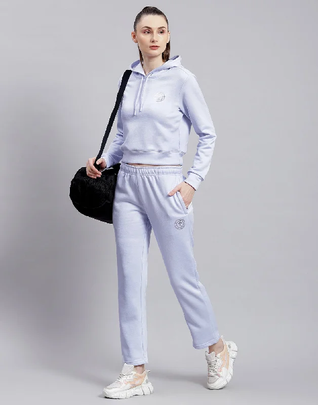 Women Blue Solid Hooded Full Sleeve Tracksuit Hoodie with Neon Bright Vibrant