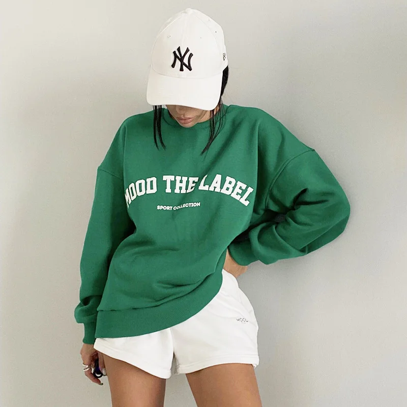 Women Fashion Letter Print Round Neck Loose Long Sleeve Casual Sweatshirt Hooded Sweatshirt Casual Wear Street Style Women Fashion Letter Print Round Neck Loose Long Sleeve Casual Sweatshirt Hooded Sweatshirt Casual Wear Street Style