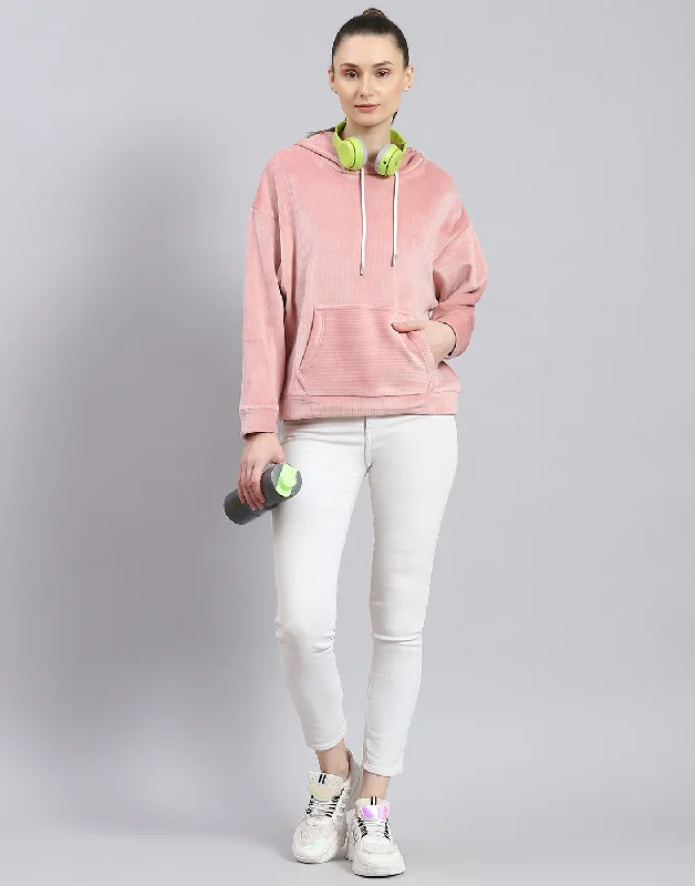 Women Peach Solid Hooded Full Sleeve Sweatshirt Hoodie with Drawcord Adjustable Secure Women Peach Solid Hooded Full Sleeve Sweatshirt Hoodie with Drawcord Adjustable Secure