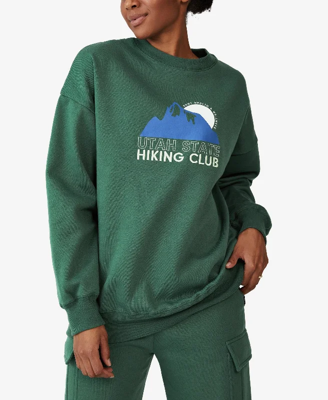 Womens Lifestyle Oversized Graphic Crew Neck Sweatshirt Hoodie with Color Block Contrast Stylish Womens Lifestyle Oversized Graphic Crew Neck Sweatshirt Hoodie with Color Block Contrast Stylish