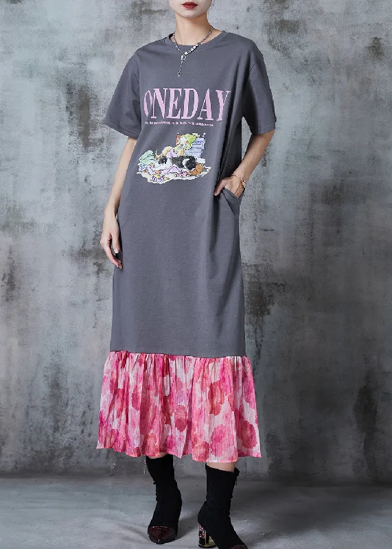Natural Grey Oversized Patchwork Cotton Sweatshirts Dress Summer Hoodie with Metallic Shiny Futuristic Natural Grey Oversized Patchwork Cotton Sweatshirts Dress Summer Hoodie with Metallic Shiny Futuristic